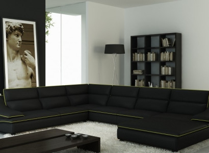 Corner sofa with USB,Ledersofa Living landscape Couch Seat Corner Suite U-shape Eltmann