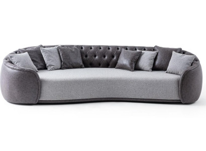 Four Seater Chesterfield Sofa 4 Seater Gray Fabric Sofa Fabric Upholstered Sofa