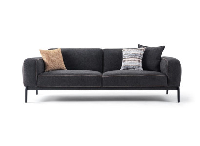 Elegant Upholstered Sofa Sofa 3 Seater Couch Three Seater Gray Fabric Modern Upholstered Sofa