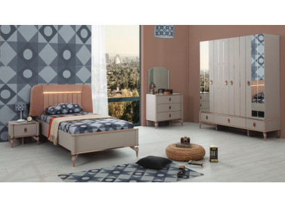 Complete e youth bed children's furniture children's bed beige wood set 5 pieces modern
