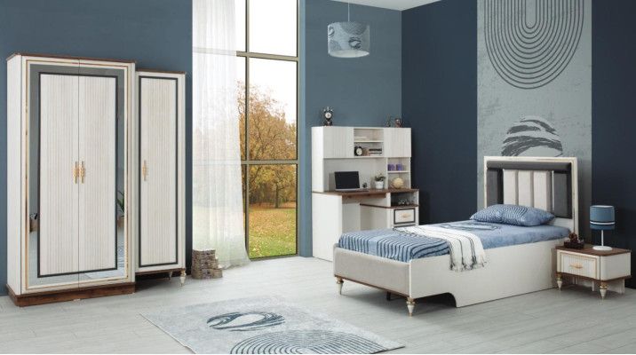 Children's furniture Children's room Bed Children's bed White Wood Set 4-piece Tables