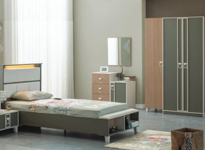 Complete e Kinderfurniture Childrens bed Bed Wood Set 5-piece Childrens room Gray