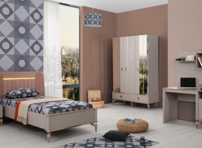 Children's furniture girls children's room bed children's bed beige wood set 4 pieces