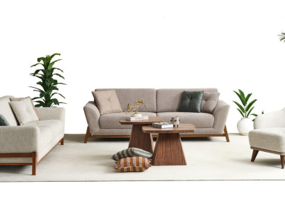 Couch set three-seater armchair sofa fabric beige fabric sofa set 4 pieces 3+3+1+1