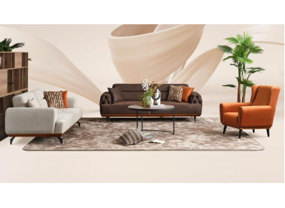 Couch set three-seater armchair sofa fabric 4-piece fabric sofa multicolored 3+3+1+1