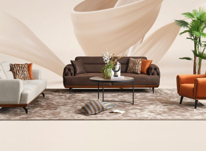 Couch set three-seater armchair sofa fabric 4-piece fabric sofa multicolored 3+3+1+1