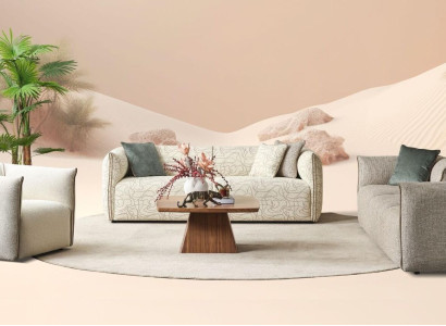 Couch set three-seater armchair sofa fabric beige fabric sofa four-seater 4+3+1