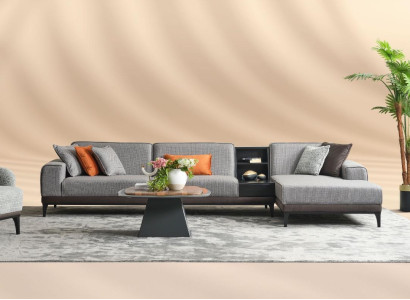 Living landscape Corner sofa Couch L-shape Large Sofa Gray Modern Upholstered Sofa