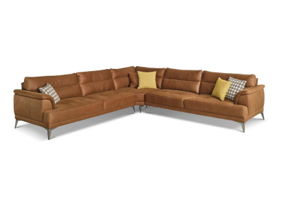 Upholstered sofa Corner sofa L-shape Large Living landscape Sofa Brown Modern