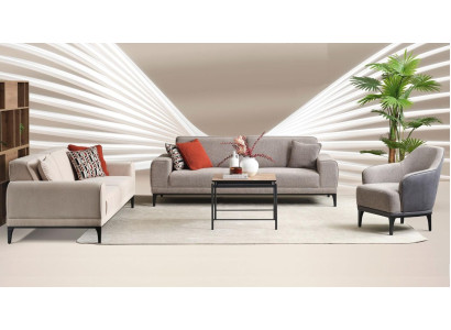 Sofa set three-seater single-seater armchair sofa fabric gray fabric sofa set 3+3+1