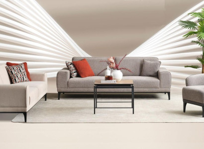 Sofa set three-seater single-seater armchair sofa fabric gray fabric sofa set 3+3+1