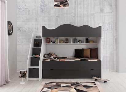 Bunk bed Bed Childrens bed Children's furniture Gray Suite Modern Children