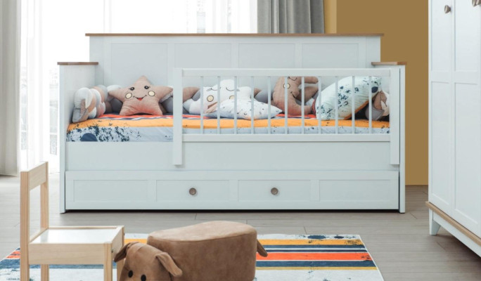 Children's bed children's playpen bed crib white wood bed modern