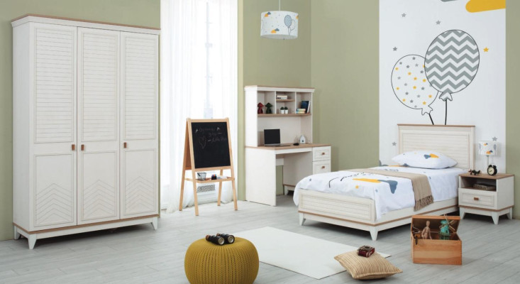 Childrens bed Bedroom Sets Youth bed White Wood Suite 4-piece bed