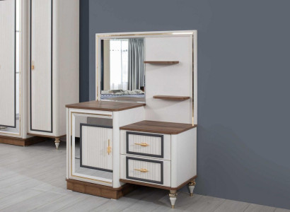 Dressing table Suite with Mirror Wood Bedroom Beige Console Set
