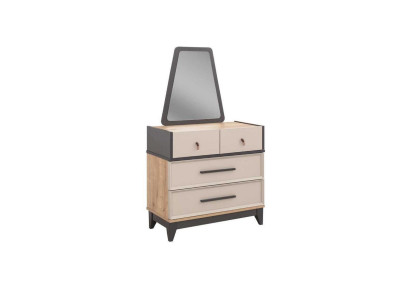 Group Chest of drawers Suite with Mirror Wood Childrens room Beige Console