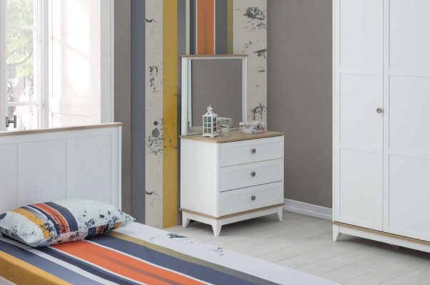 Chest of drawers with Mirror Dresser cabinet Wood Childrens room White wooden cabinet