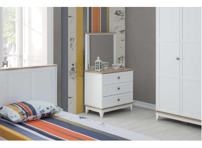 Chest of drawers with Mirror Dresser cabinet Wood Childrens room White wooden cabinet