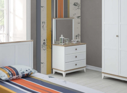 Chest of drawers with Mirror Dresser cabinet Wood Childrens room White wooden cabinet