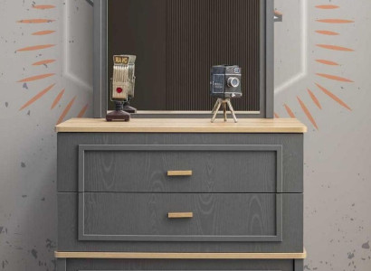 Suite Chest of drawers with Mirror Wood Bedroom Gray Set Console table