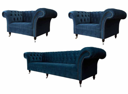 Sofa Couch Textile Upholstery Seat 2+1+1 Seater Suite Design Sofas