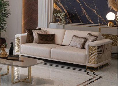 Schiker Sofa 4 Seater new modern design beige color with cushions