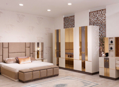 Designer Bedroom Set Luxury Double bed 2x Bedside tables new Wardrobe