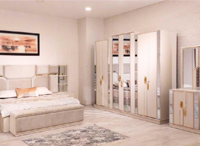 Bedroom Set Modern Double bed 2x Bedside tables Luxury Wardrobe new