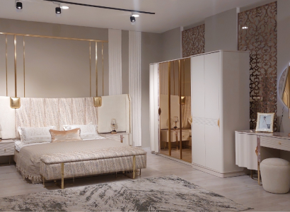 Luxury Bedroom Set Complete's Furniture Bed 2xBedside Tables Wardrobe Stool