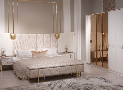 Bedroom Set 4pcs Complete's Bed 2xNight Tables Wardrobe Luxury Furniture