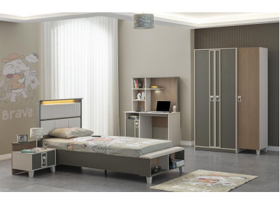 Kinderfurniture Suite Childrens room Bed Childrens bed Gray Wood Set 4pcs