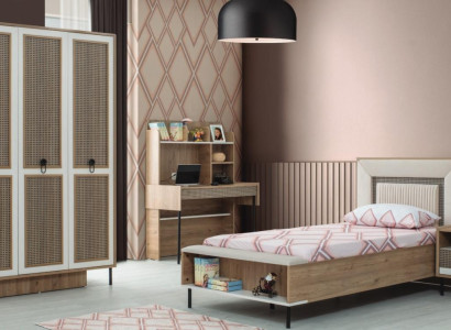 Moderne Complete e Kinderfurniture Childrens bed Braun Wood Set 4tlg Bed new
