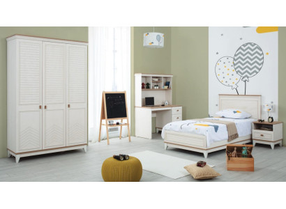 Bedroom Sets Youth Bed Childrens bed White Wood Set 4-piece Bed Modern