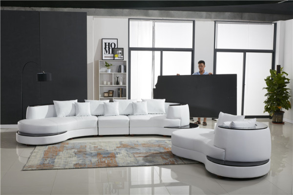 Leather Sofa Corner sofa Living landscape Round Couch Seat Upholstery Suite Rundsofa new