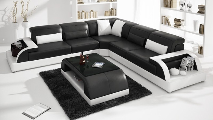 Corner sofa Sofa Couch Upholstery Living landscape Leather Corner Sofas Suite L-shape new