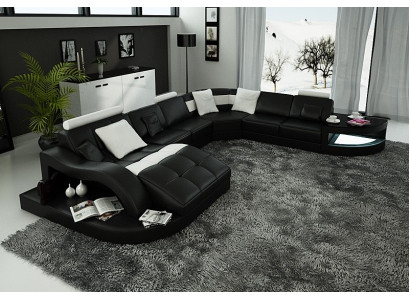 Modern Sofa Corner suite U-shape Upholstery Seat Corner Couch + Coffee table Complete