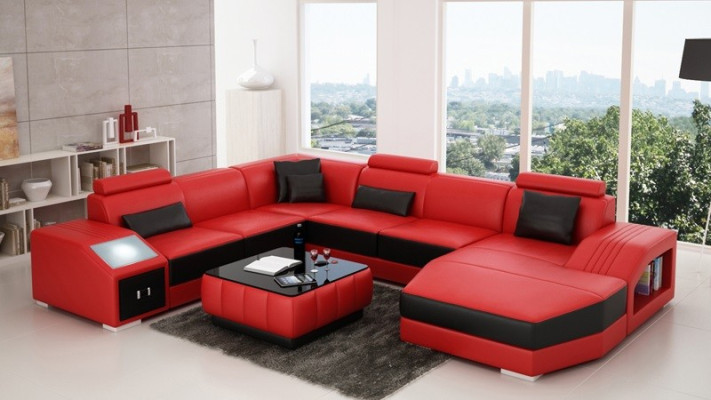 Design Couch Luxury Couches Leather Sofa Seat Corner Suite Upholstery Corner Couch Red