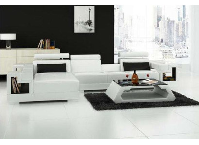 Luxurious Leather Sofa Corner sofa Upholstery Corner suite + Coffee table 2pcs. Set couch