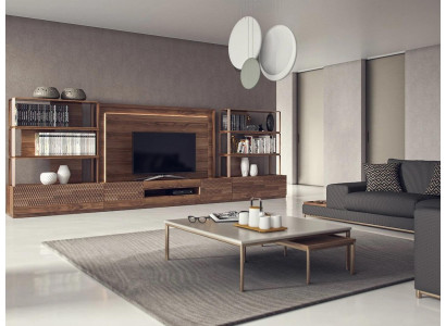 Living room furniture set 4 pieces TV lowboard 2x bookshelves wooden furniture TV frame complete