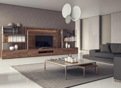 Living room furniture set 4 pieces TV lowboard 2x bookshelves wooden furniture TV frame complete