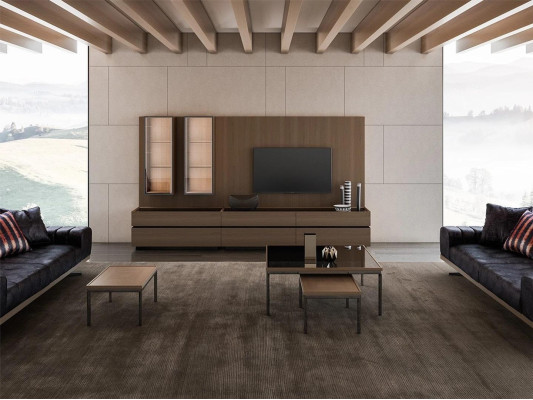 Living room Wooden furniture Wall unit TV lowboard Complete Modern Furnishings