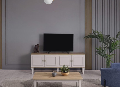 TV Stand Wardrobe TV-cabinet Lowboard Living room Gray Wood Sideboard Modern