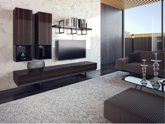 Living room set TV lowboard 2x wall cabinet Design Furnishings Modern Wall shelf