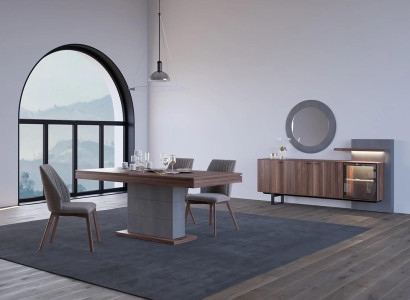 Dining set Dining room Furniture Dining table 4x Chairs Luxury Sideboard with Mirror