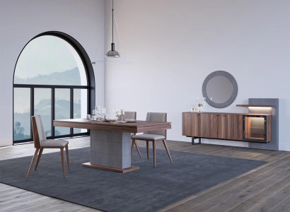 Dining room set 7-piece dining table design sideboard with mirror luxury furnishings