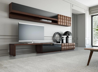 Complete Living room furniture Wall unit TV lowboard wall cabinet designer 2x wall shelves