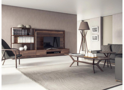 Luxury living room wall unit TV lowboard wooden furniture bookshelves new TV frame