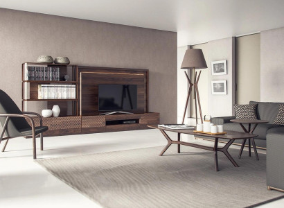 Luxury living room wall unit TV lowboard wooden furniture bookshelves new TV frame