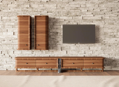 Complete Wall unit Living room TV lowboard 2x wall cabinet wooden furniture