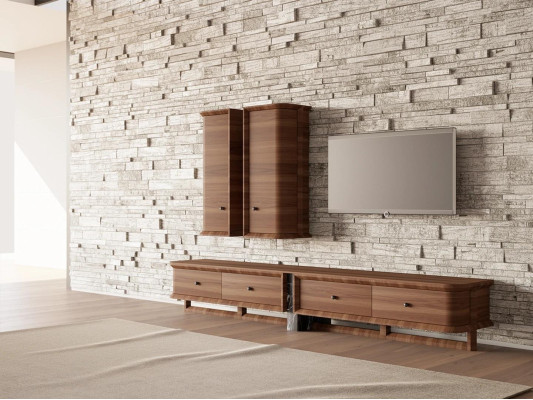 Complete Wall unit Living room TV lowboard 2x wall cabinet wooden furniture